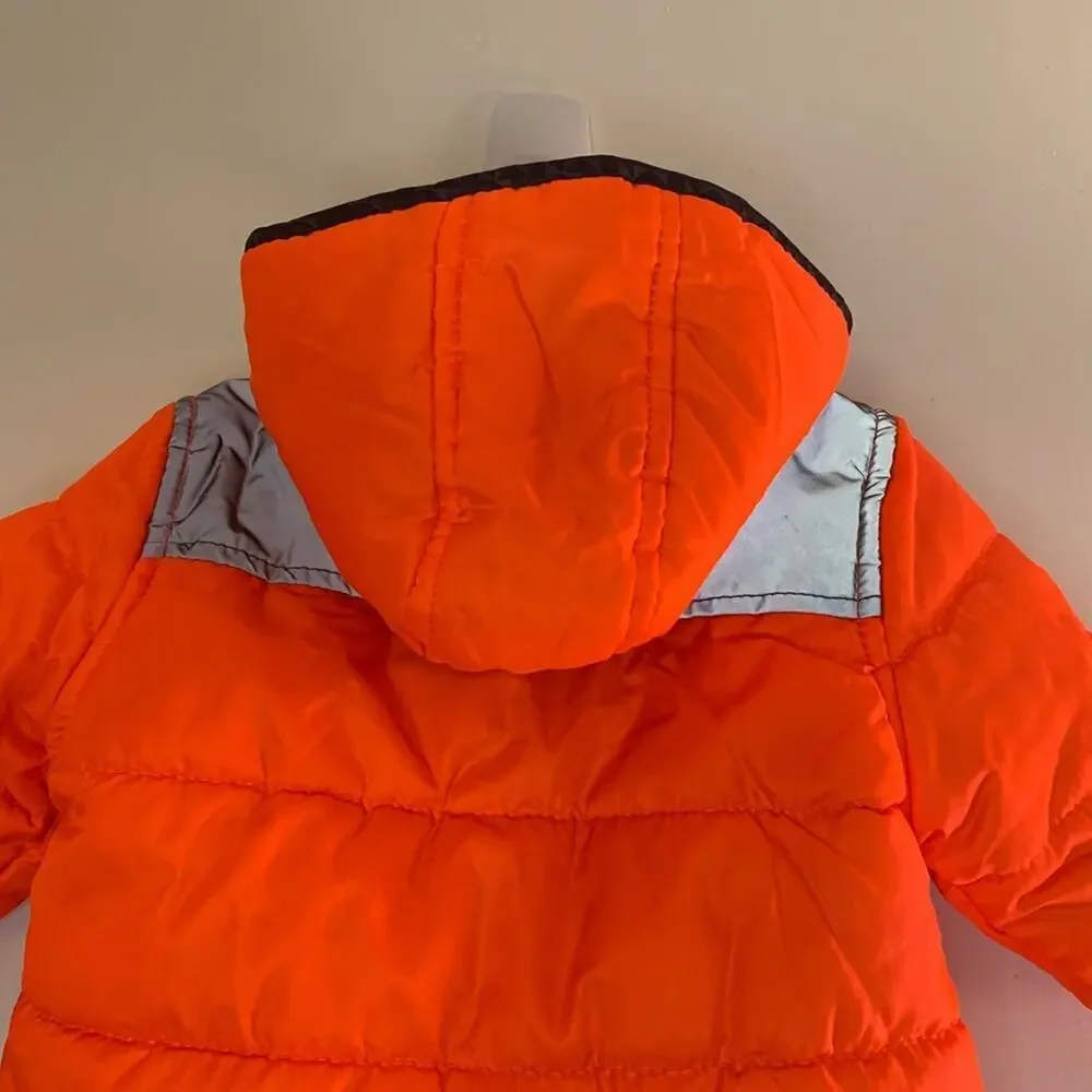 CARTER’S Boy’s Neon Orange and Reflective Shoulders Hooded Coat / Size: 18 Mos
